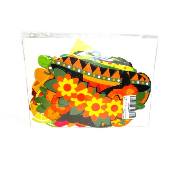 Cinco de Mayo Fiesta Party Decoration Kit 44 Pieces Cardboard with Wood Sticks - Picture 1 of 2